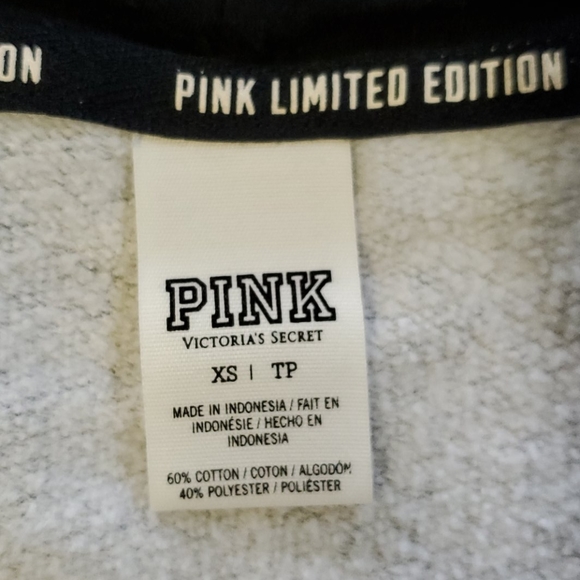 Pink• xs  jacket hoodie zip up sweatshirt gray - Picture 8 of 8